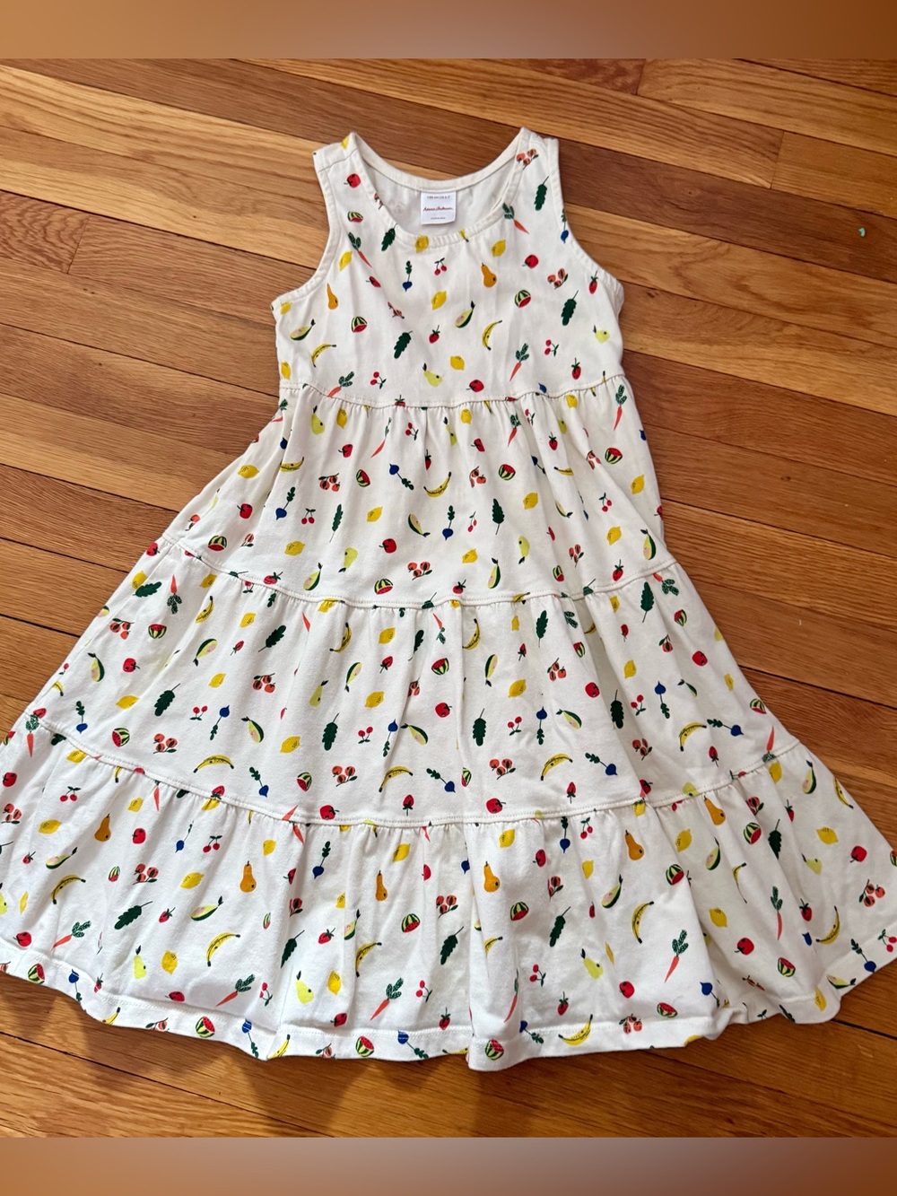 Hanna Andersson 120/6-7 Fruit Print Twirly Tiered Racerback Dress
